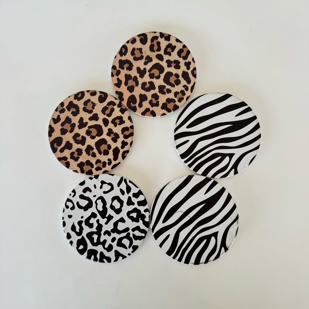 Set of 5 Animal Print Drink Coasters